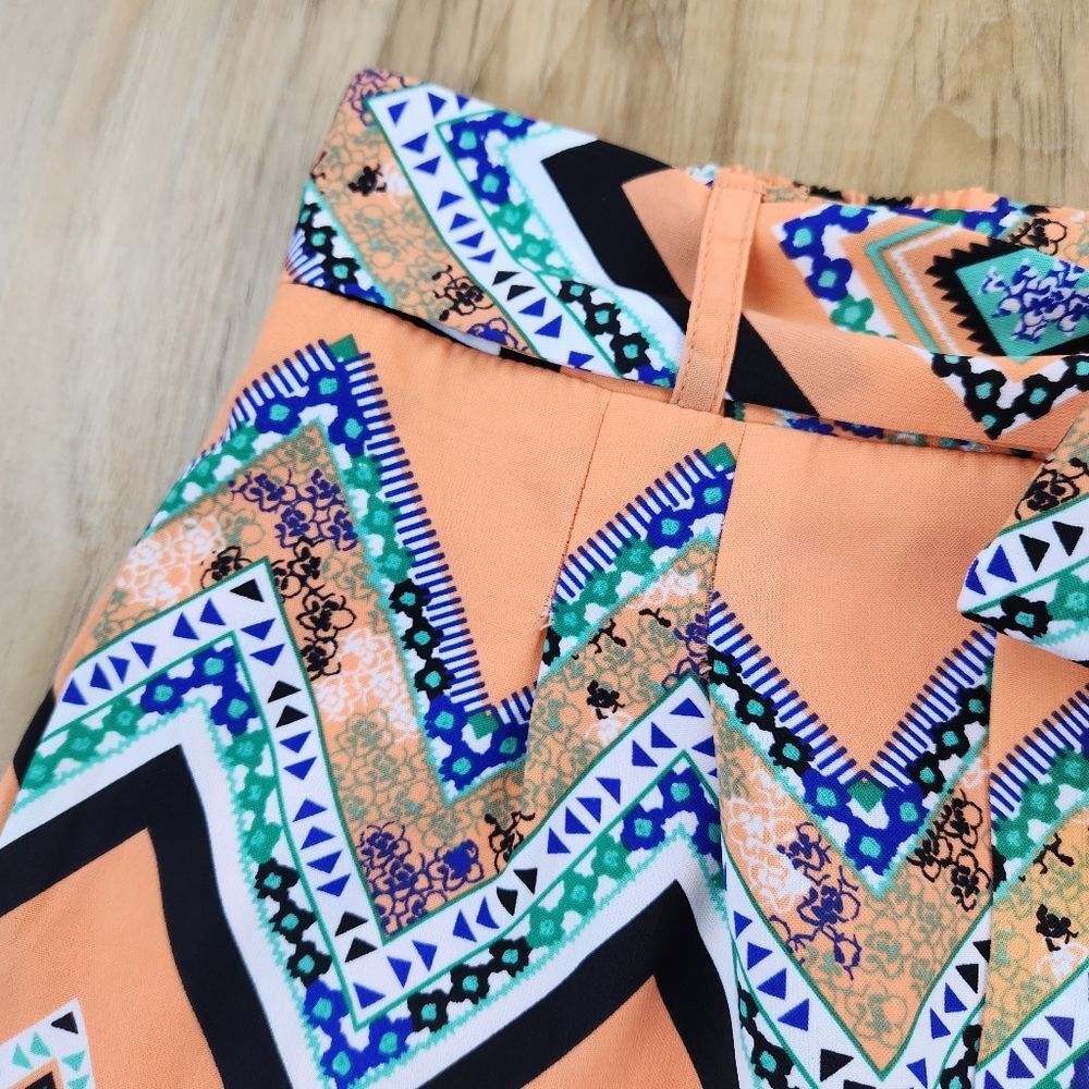 Takara Peach & Multicolored Chevron Print Palazzo… - image 7